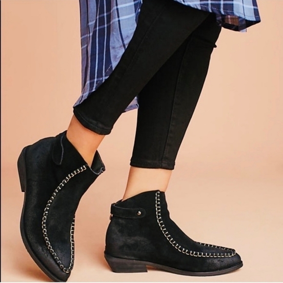 Anthropologie Antelope Womens WhipstitchSuede Ankle Boots shoes sz 39/9 - Picture 1 of 14